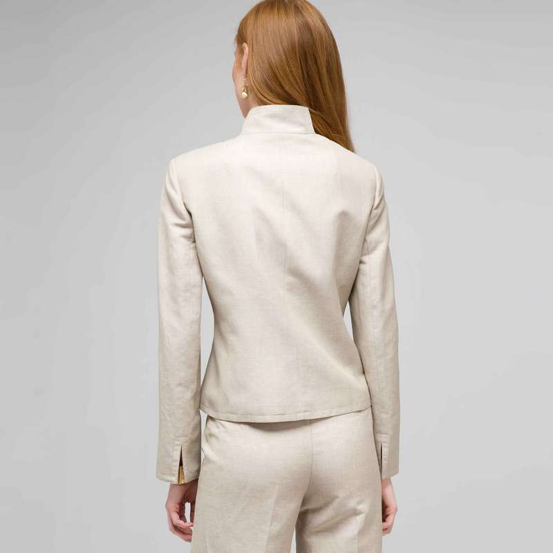 Washable Linen 2 Pocket Jacket, Stone and White, large image number 1