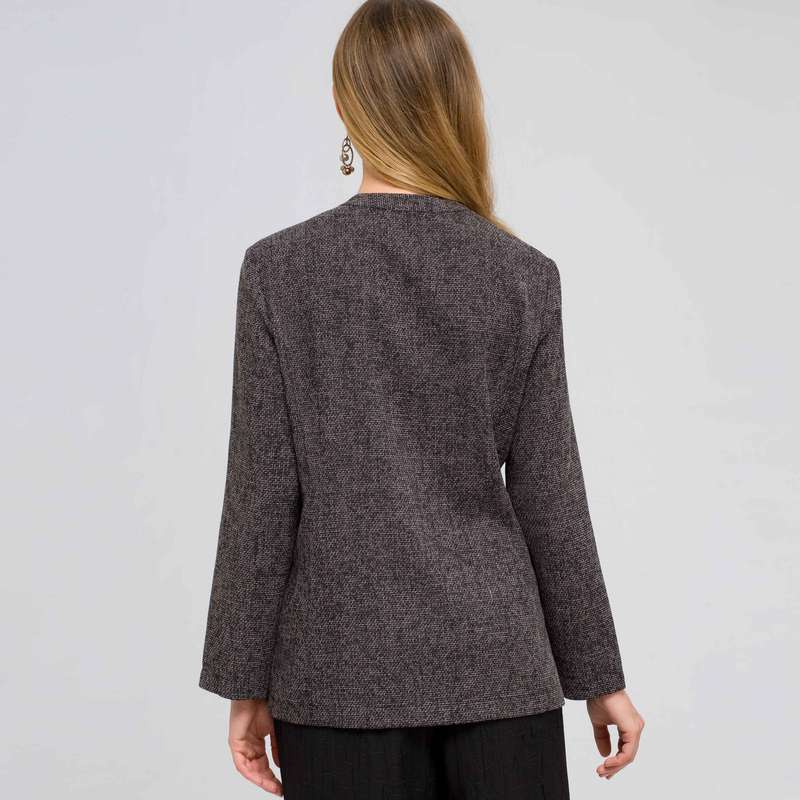 3/4 Sleeve Relaxed Jacket, Black & Sugar, large image number 1